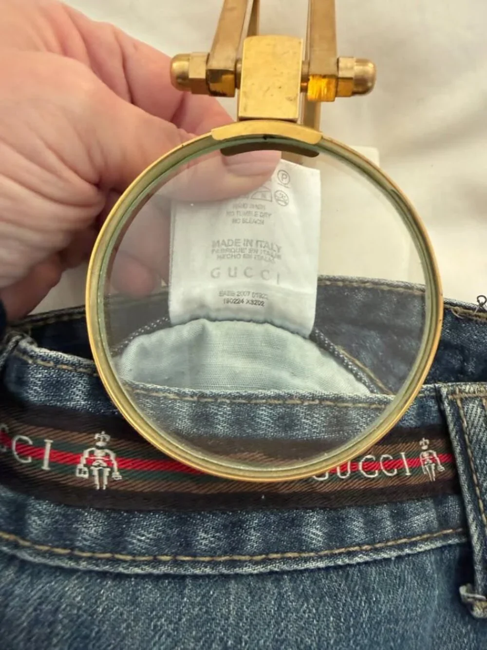 Gucci Made in Italy Straight Leg Jeans GG Crest Pocket Size 34